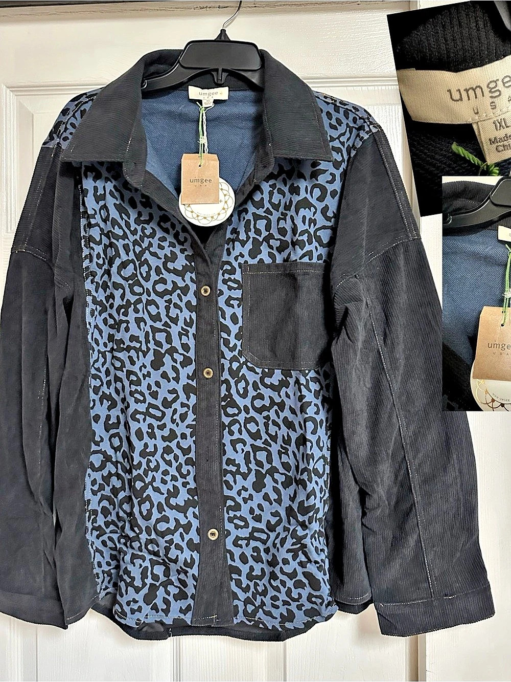 Umgee Women's Animal Print Utility Jacket size 1x  NWT